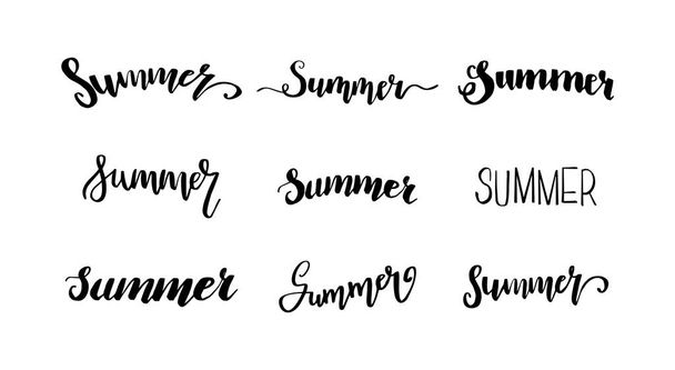 Summer lettering. Hand drawn lettering. Calligraphy for poster, background, postcard, banner, window. Print on cup, bag shirt package balloon. - Vector, Imagen