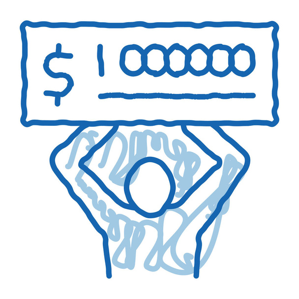 Winner with Check Million sketch icon vector. Hand drawn blue doodle line art Winner with Check Million sign. isolated symbol illustration - Vector, Image
