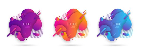 Set of abstract modern graphic elements.  Fluid abstract geometric background. Dynamic colorful forms - Vector, imagen