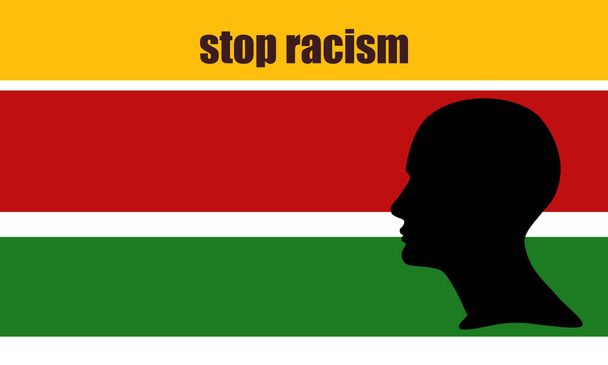 Plakat protestacyjny o rasizmie na rzecz praw człowieka na świecie, z ludzką głową i kolorowym tłem - Zdjęcie, obraz
