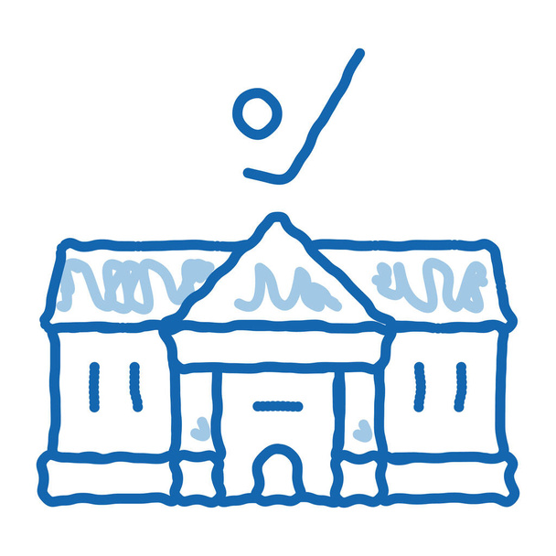 Golf Club House Skizze Symbol Vektor. Handgezeichnetes blaues Doodle Line Art Golf Club House Schild. isolierte Symbolillustration - Vektor, Bild