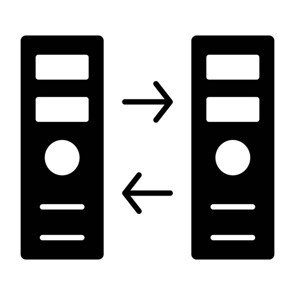 Um ícone de design sólido conceitual de transferência de servidor - Vetor, Imagem
