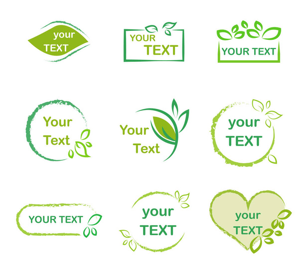 Etiquetas de etiqueta de logotipo de comida orgânica, produto vegan natural, conjunto de embalagem bio saudável - Foto, Imagem