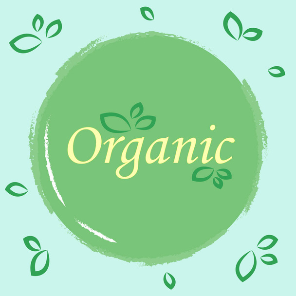 Organik sağlıklı yiyecek logosu etiketi, ambalaj tasarımı amblemleri yeşil - Fotoğraf, Görsel