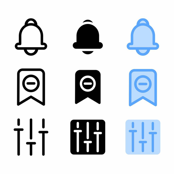 ikona oznámení se třemi styly pro webové stránky a uživatelské rozhraní - Vektor, obrázek