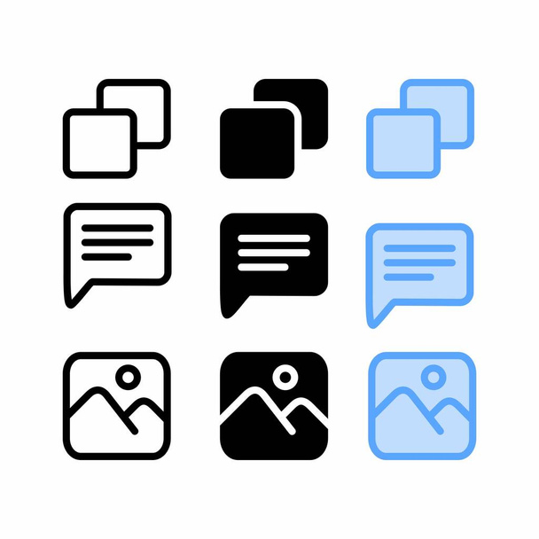 kopírovat ikonu se třemi styly pro webové stránky a uživatelské rozhraní - Vektor, obrázek
