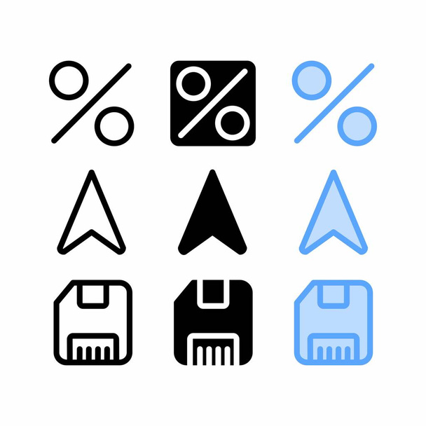 procentuální ikona se třemi styly pro webové stránky a uživatelské rozhraní - Vektor, obrázek