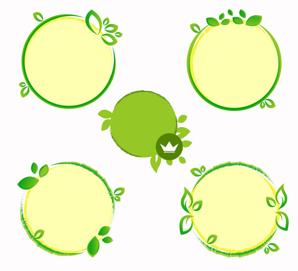 Etiqueta engomada sana orgánica del logotipo de la comida fresca, emblemas del diseño web su espacio libre del texto - Foto, imagen