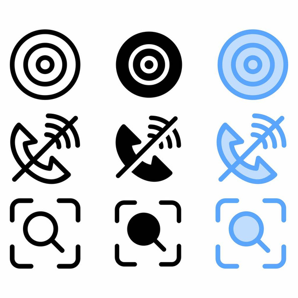 ícone objetivo com três estilo para o site e interface do usuário - Vetor, Imagem