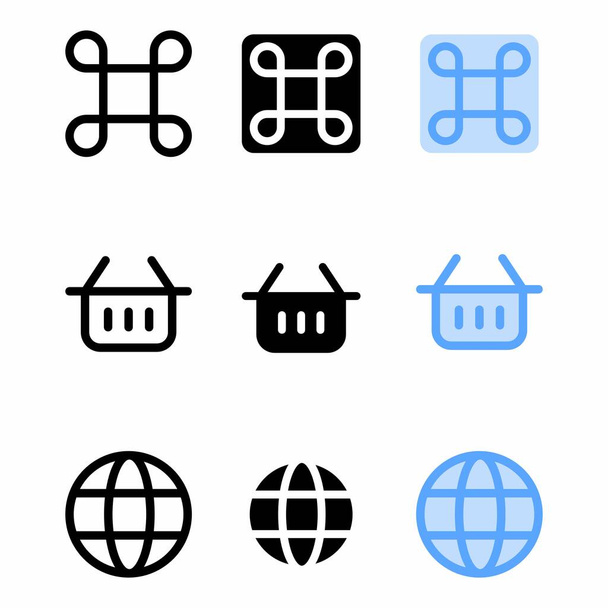 parancs ikon három stílus honlap és felhasználói felület - Vektor, kép