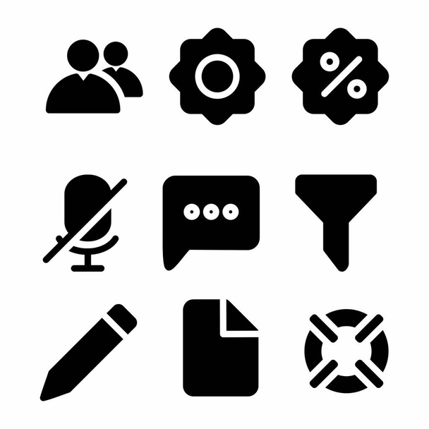 ícone básico definido com estilo de glifo para apresentação e site - Vetor, Imagem