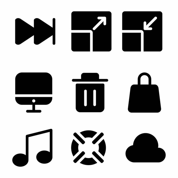 Essentials Icon Set mit Glyphen-Stil für soziale Medien - Vektor, Bild
