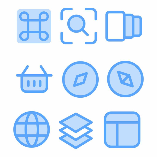 essential icon set with blue style for presentation - Vector, Image