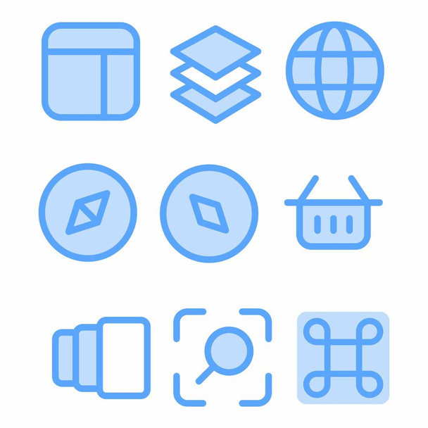 conjunto de iconos esenciales con estilo azul para la presentación y el cartel - Vector, Imagen