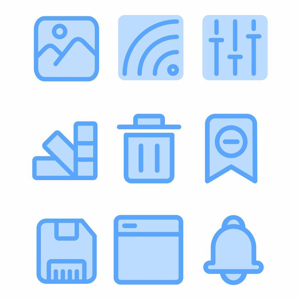 ícone essencial definido com estilo azul para cartaz - Vetor, Imagem