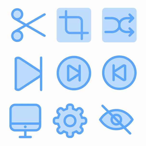 Essentials Icon Set mit blauem Stil für Präsentation und Website - Vektor, Bild