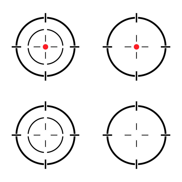 Set of Sight gun vector icon. Modern target illustration of crosshair symbol for web design. Cross mark dot . - Vector, Image