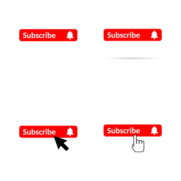 Set of subscribe web button, social media icon vector illustration, internet website symbol, isolated sign . - Vektör, Görsel