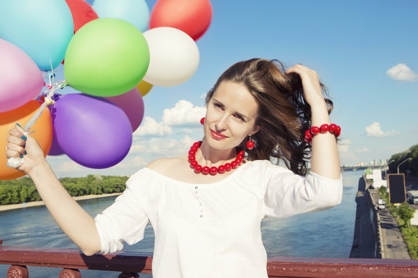 Young beautiful woman with balloons - Foto, Imagem