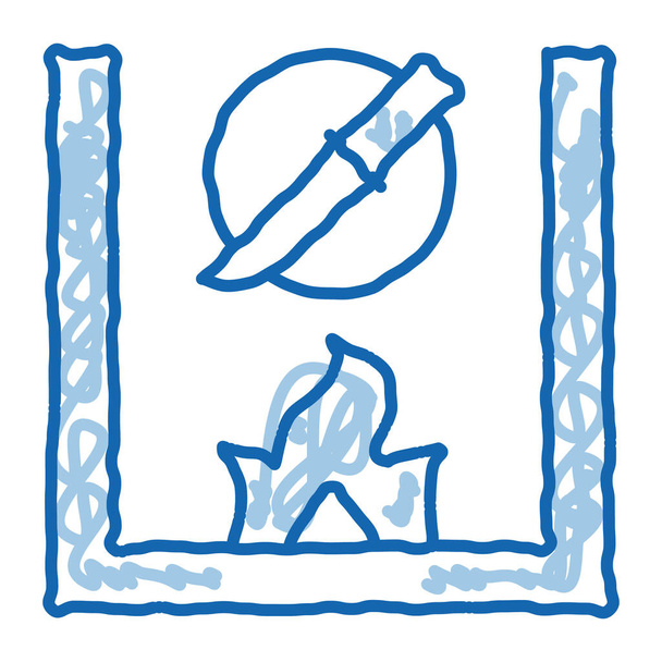 Μαχαίρι Τζάκι διάνυσμα εικονίδιο σκίτσο. Χειροποίητο μπλε doodle γραμμή τέχνης Μαχαίρι Τζάκι υπογράψει. μεμονωμένη απεικόνιση συμβόλων - Διάνυσμα, εικόνα