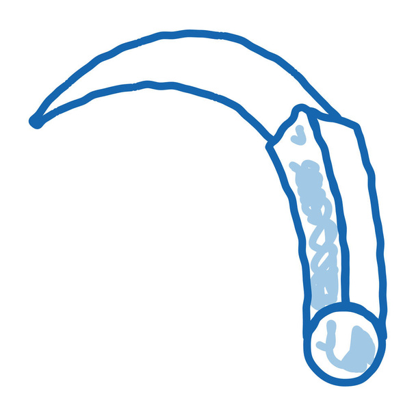 Eğri Bıçak taslak ikon vektörü. El çizimi mavi karalama çizgisi Eğri Bıçak işareti. izole edilmiş sembol çizimi - Vektör, Görsel