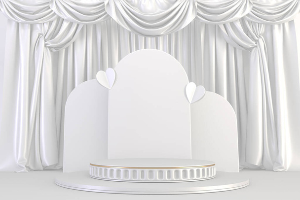 Roman podium  white for cosmetic product on background granite white. 3d rendering - Foto, Imagen