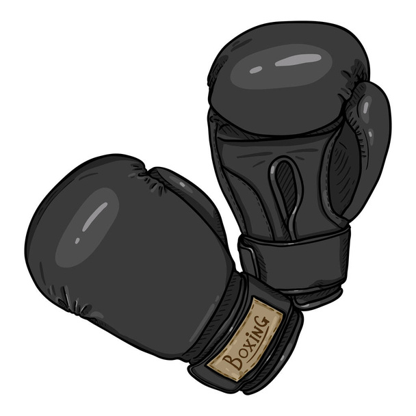 Black Boxing Gloves. Vector Cartoon Illustration - Vector, Image