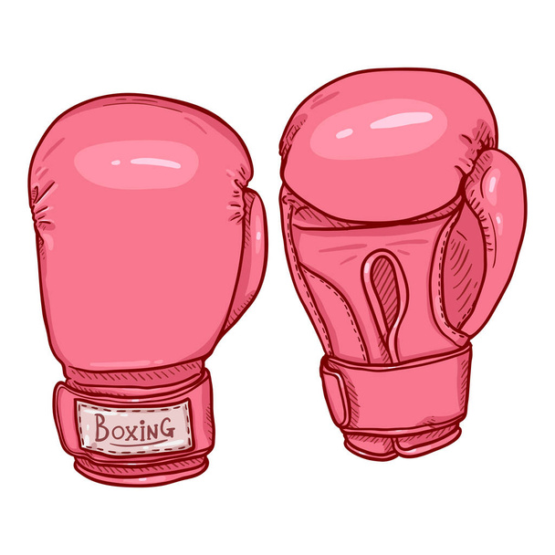 Vector Cartoon Pink Boxing Gloves Illustration - Vector, Image