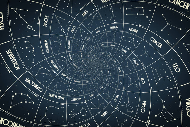 Fundo de efeito Droste. Design abstrato para conceitos relacionados à astrologia, fantasia, tempo e magia. - Foto, Imagem