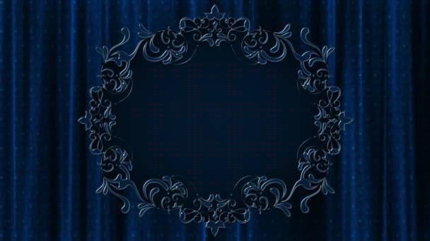 Glass frame. The pattern that surrounds the area to insert your symbol. Background - blue fabric. - Footage, Video