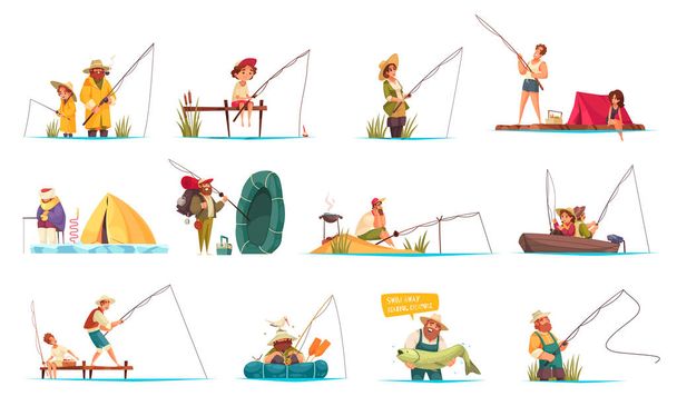 Rekreační rybářská karikatura - Vektor, obrázek