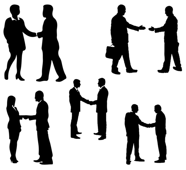 Set of vector silhouette shaking hands in business - Vector, Image