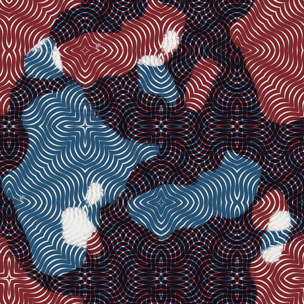 Padrão abstrato sem costura em vermelho azul preto branco - Foto, Imagem