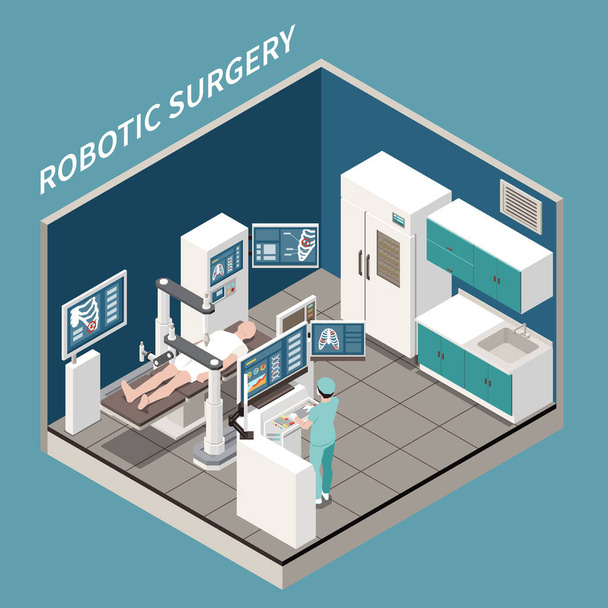 Robotic Surgery Isometric Concept - Vector, Image