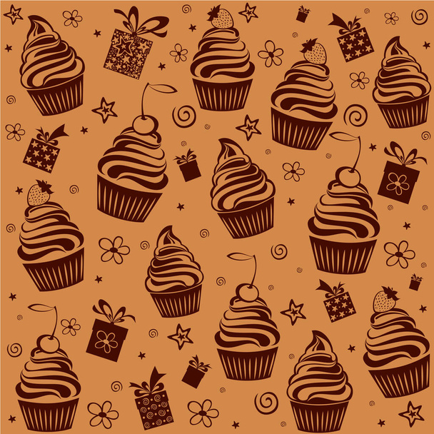 cupcakes vector illustration background  - Vektör, Görsel