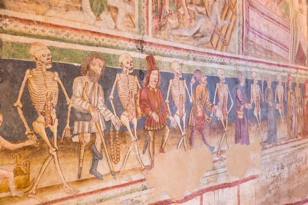 Danse macabre τοιχογραφία, hrastovlje, Σλοβενία. - Φωτογραφία, εικόνα