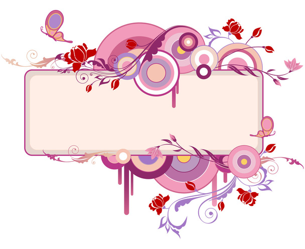 Decorative banner with flowers - Vecteur, image