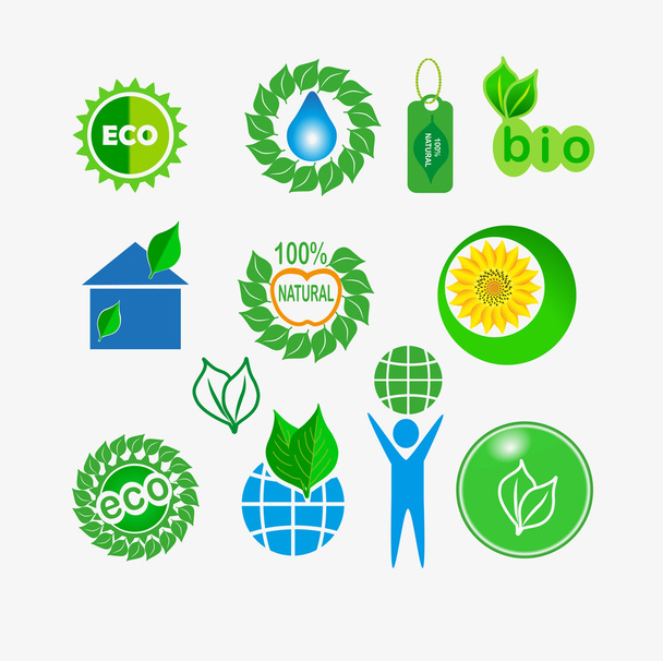 Green eco stickers - Vector, Imagen