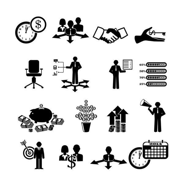 conjunto de iconos financieros y empresariales - Vector, Imagen