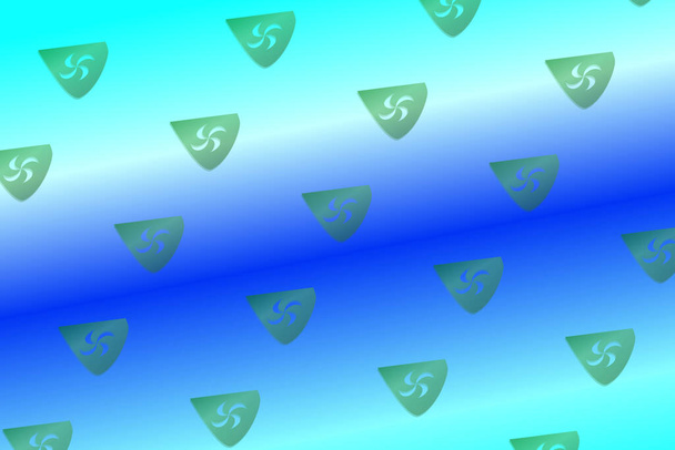 Grünes digitales Objekt über blauem Farbverlauf platziert - Digitales Hintergrundmuster - Foto, Bild