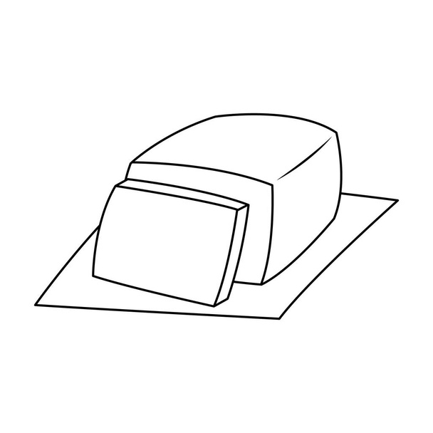 fetta burro vettore illustrazione cartone animato isolato su sfondo bianco colorazione pagina. - Vettoriali, immagini