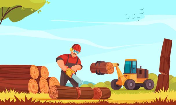 Composição de desenhos animados Lumberjack - Vetor, Imagem