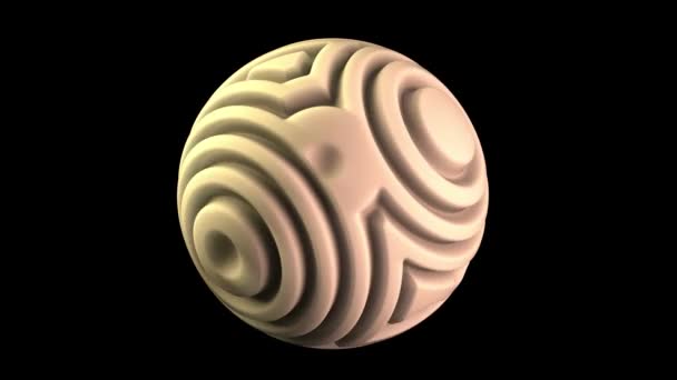 Loop 3D animatie van een futuristische elegante bol met een golvend oppervlak en concentrische cirkels. Animatie voor abstracte composities, fantastisch design. - Video