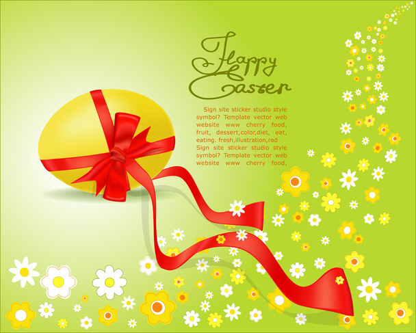Vector greeting card for Easter with Easter eggs and greens - Vector, Image