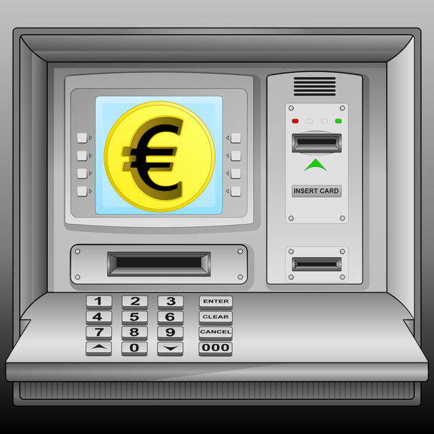 złote monety euro na środki pieniężne maszyna niebieski tęcza wektor - Wektor, obraz