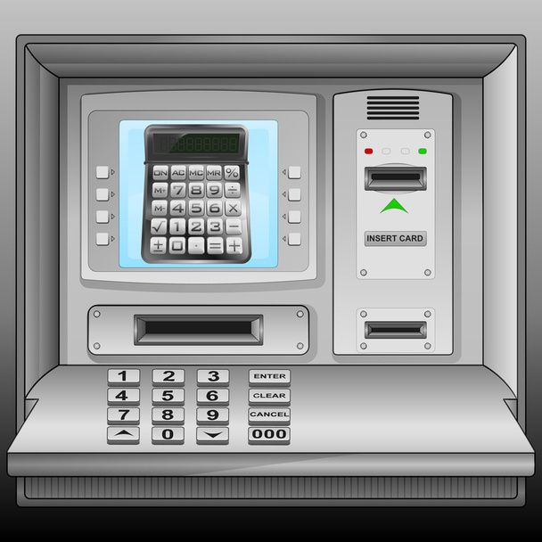 Kalkulator na środki pieniężne maszyna niebieski tęcza wektor - Wektor, obraz