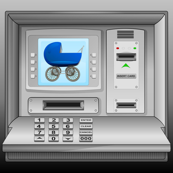 a készpénz gép kék képernyő vektor fiú kék babakocsi - Vektor, kép