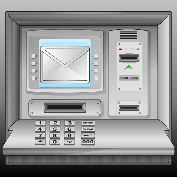 sähköpostiviesti pankkiautomaatilla sininen näyttö vektori
 - Vektori, kuva