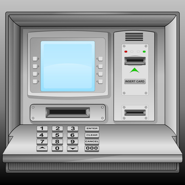 cash machine with blue blank screen vector - Vetor, Imagem