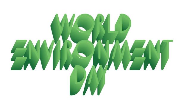dünya çevre günü - 3d izometrik yeşil harfler - Vektör, Görsel